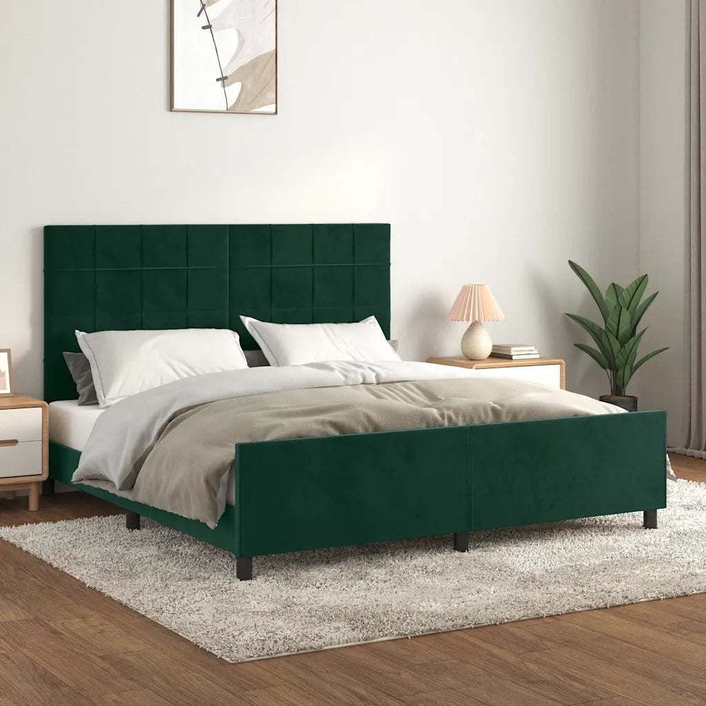 Giroletto senza Materasso-Struttura Letto Verde Scuro 160x200 cm in Velluto 919361