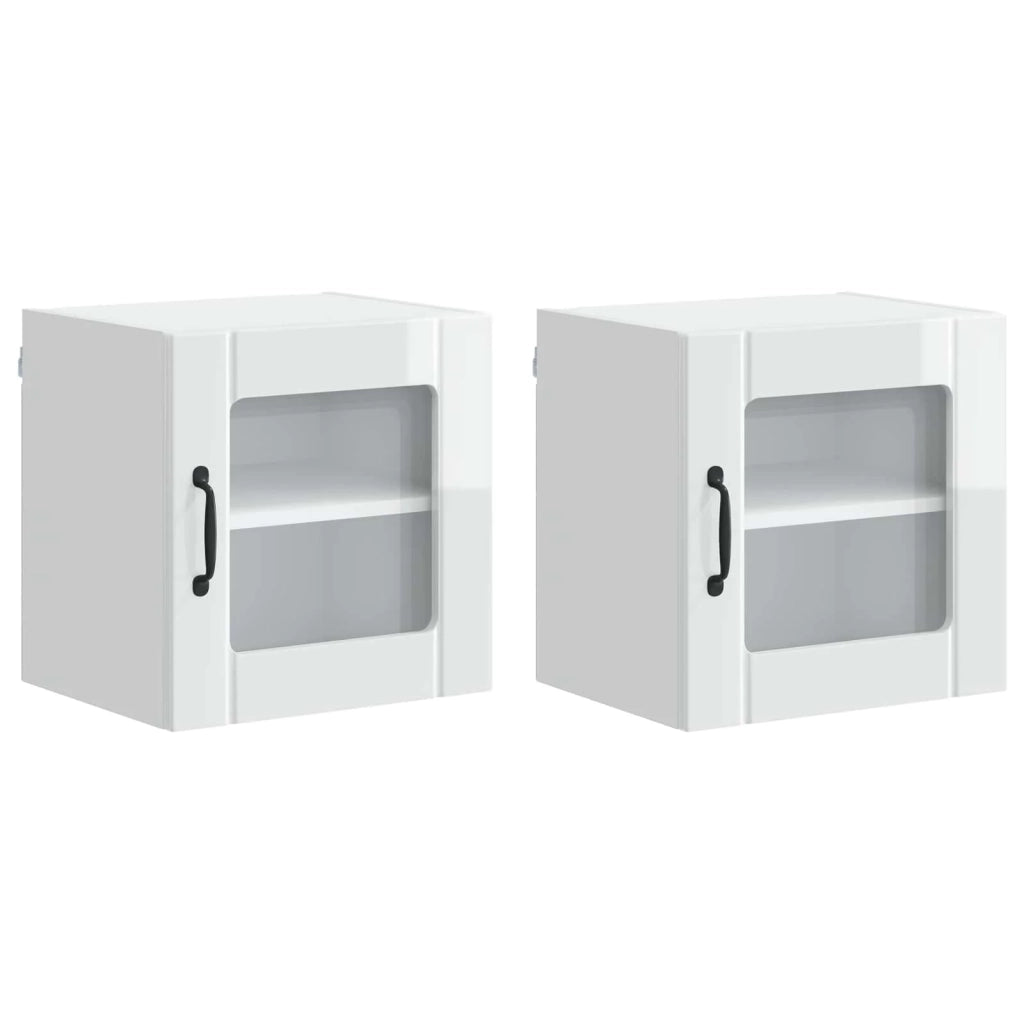 Set di 2 pensili da cucina moderni e funzionali 40 x 31 x 40 cm in legno composito bianco lucido 02_0053872