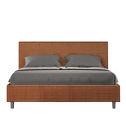 Letto Matrimoniale 160x190 cm con Rete e Contenitore Giroletto con Alzata Comoda Imbottito in Tessuto Labirinto Adele