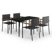 Set da Pranzo da Giardino 5 pz | Set Salotto da Giardino Nero