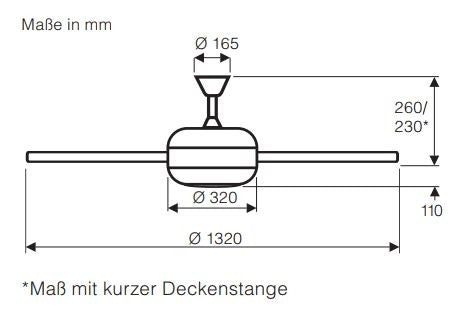 FALCETTO 132, Ventilatore senza Luce con Telecomando, CasaFan