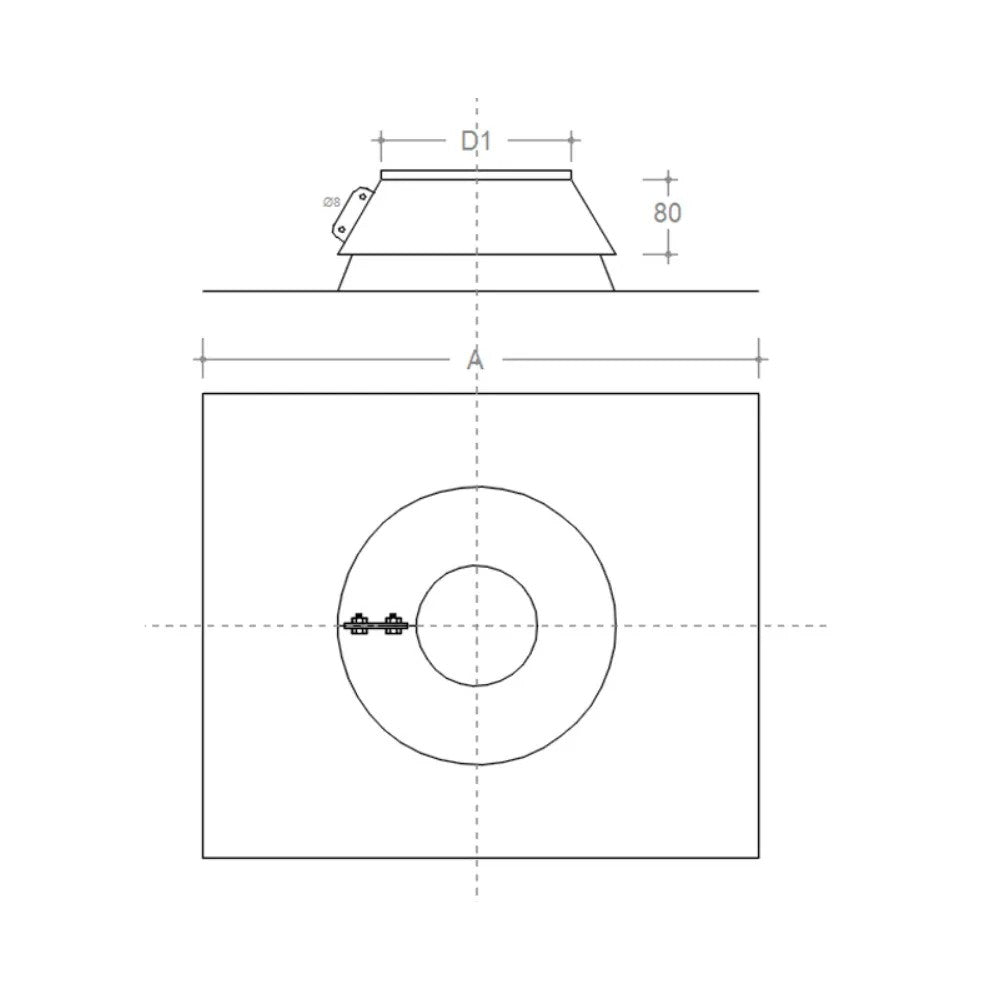 Faldale in rame da 220mm modello per tetti piani