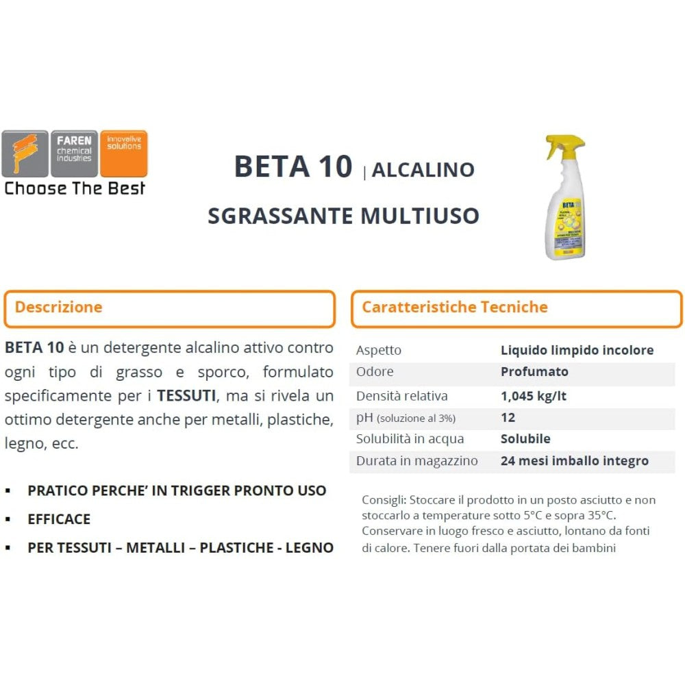Faren beta10 750ml sgrassatore concentrato multisuperfici e metalli