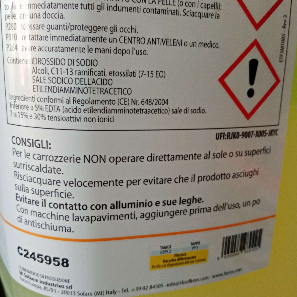 Faren cleaner bc 5kg sgrassante alcalino bicomponente a schiuma controllata