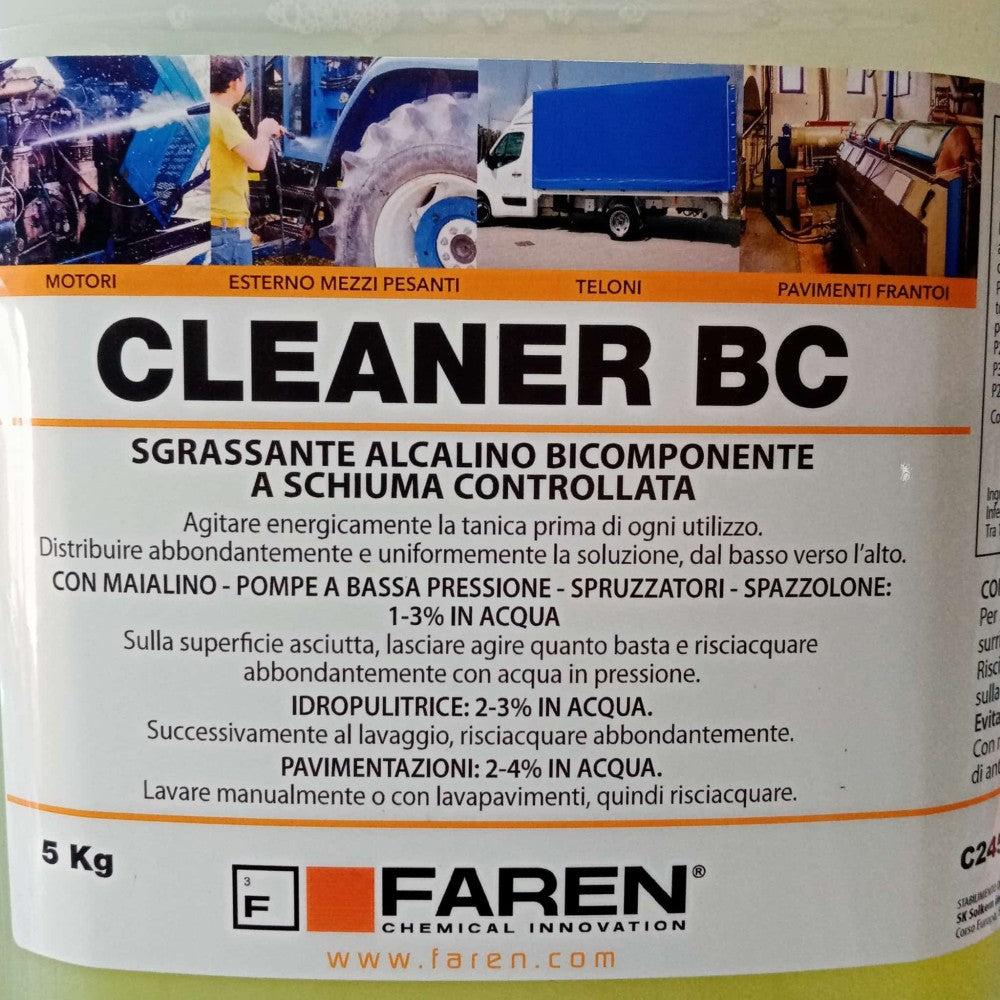 Faren cleaner bc 5kg sgrassante alcalino bicomponente a schiuma controllata