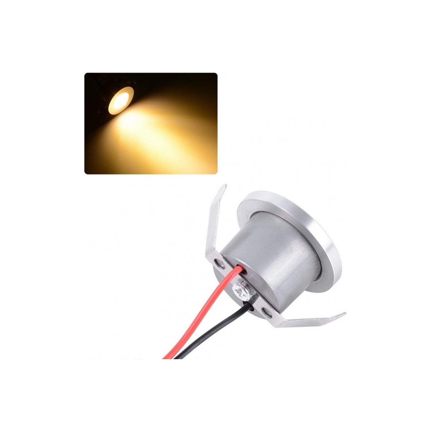 Trade Shop - Faretto 1w Led Incasso A Soffitto Ip20 Argento Mini Spot Segnapassi Luce Calda 00267 -        