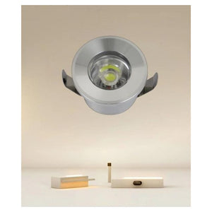 Trade Shop - Faretto 1w Led Incasso A Soffitto Ip20 Argento Mini Spot Segnapassi Luce Fredda 00243         