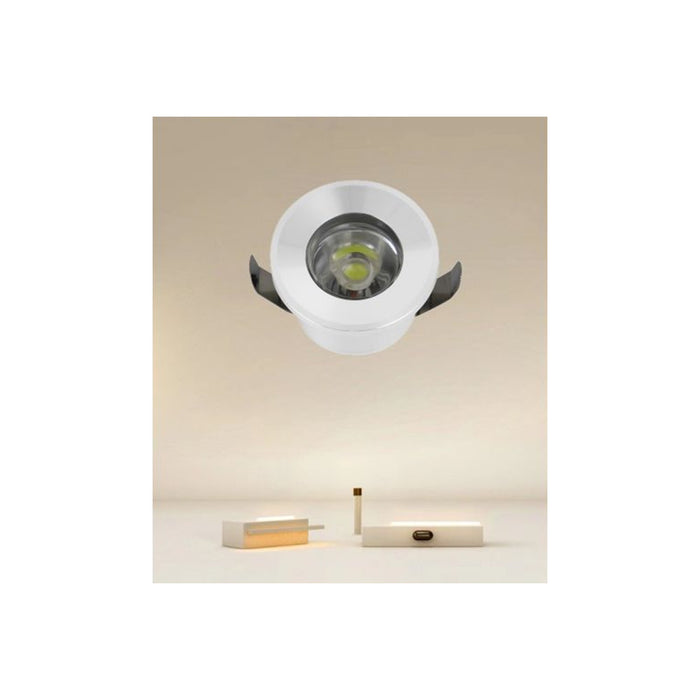 Trade Shop - Faretto 1w Led Incasso A Soffitto Ip20 Bianco Mini Spot Segnapassi Luce Calda 00229 -        
