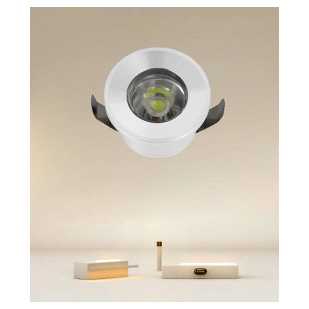 Trade Shop - Faretto 1w Led Incasso A Soffitto Ip20 Bianco Mini Spot Segnapassi Luce Calda 00229         