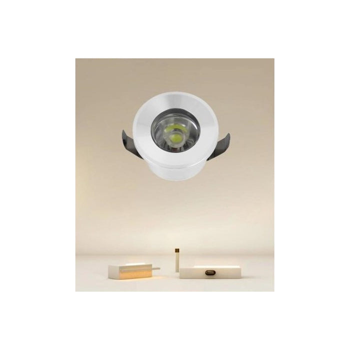 Trade Shop - Faretto 1w Led Incasso A Soffitto Ip20 Bianco Mini Spot Segnapassi Luce Fredda 00205 -        