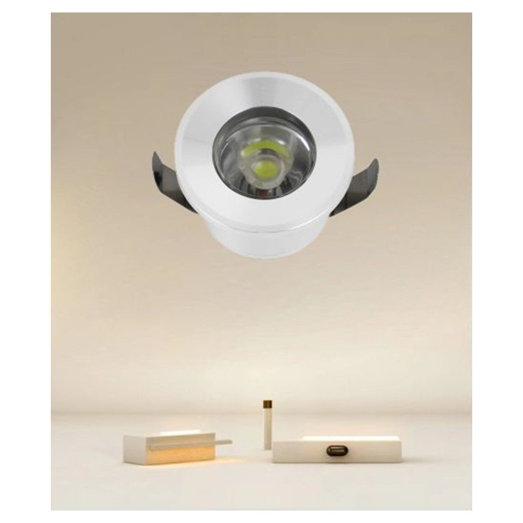 Trade Shop - Faretto 1w Led Incasso A Soffitto Ip20 Bianco Mini Spot Segnapassi Luce Naturale 00212         