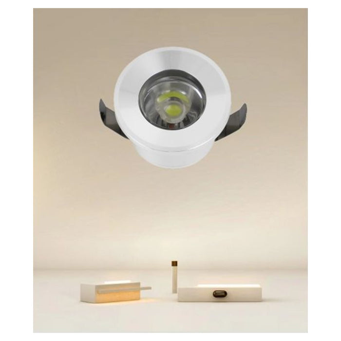 Trade Shop - Faretto 1w Led Incasso A Soffitto Ip20 Bianco Mini Spot Segnapassi Luce Naturale 00212         