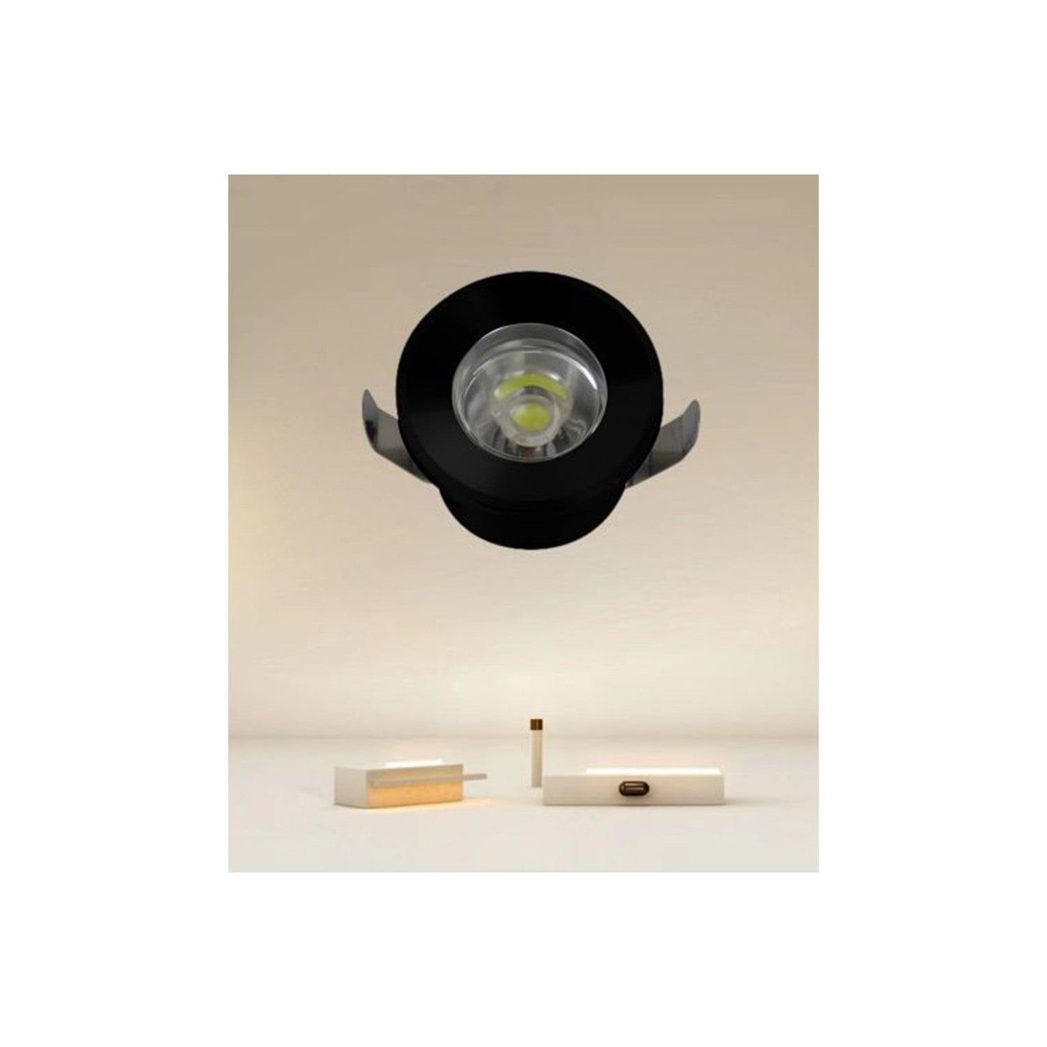 Trade Shop - Faretto 1w Led Incasso A Soffitto Ip20 Nero Mini Spot Segnapassi Luce Calda 00304         