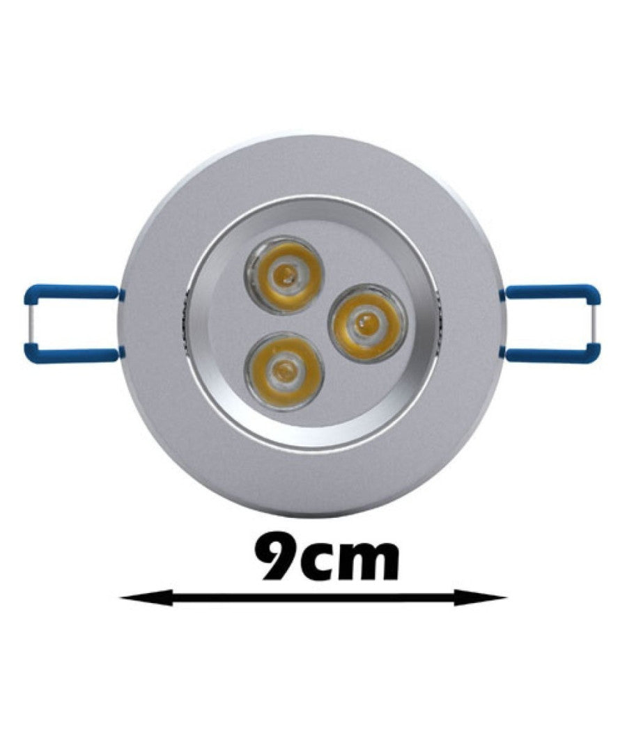 Faretto 3 Led 3 W Ad Incasso Con Alette A Molla Rotondo Luce Fredda O Calda         