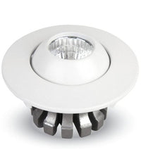 Faretto 3w Orientabile Tondo Da Incasso Bianco Lucido Con Alette Per Cartongesso         