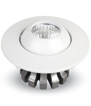 Faretto 3w Orientabile Tondo Da Incasso Bianco Lucido Con Alette Per Cartongesso         