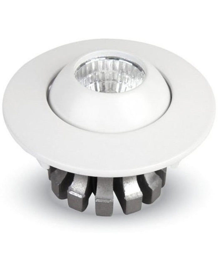 Faretto 3w Orientabile Tondo Da Incasso Bianco Lucido Con Alette Per Cartongesso         