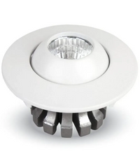 Trade Shop - Faretto 3w Orientabile Tondo Da Incasso Bianco Lucido Con Alette Per Cartongesso - -bianco Caldo      -