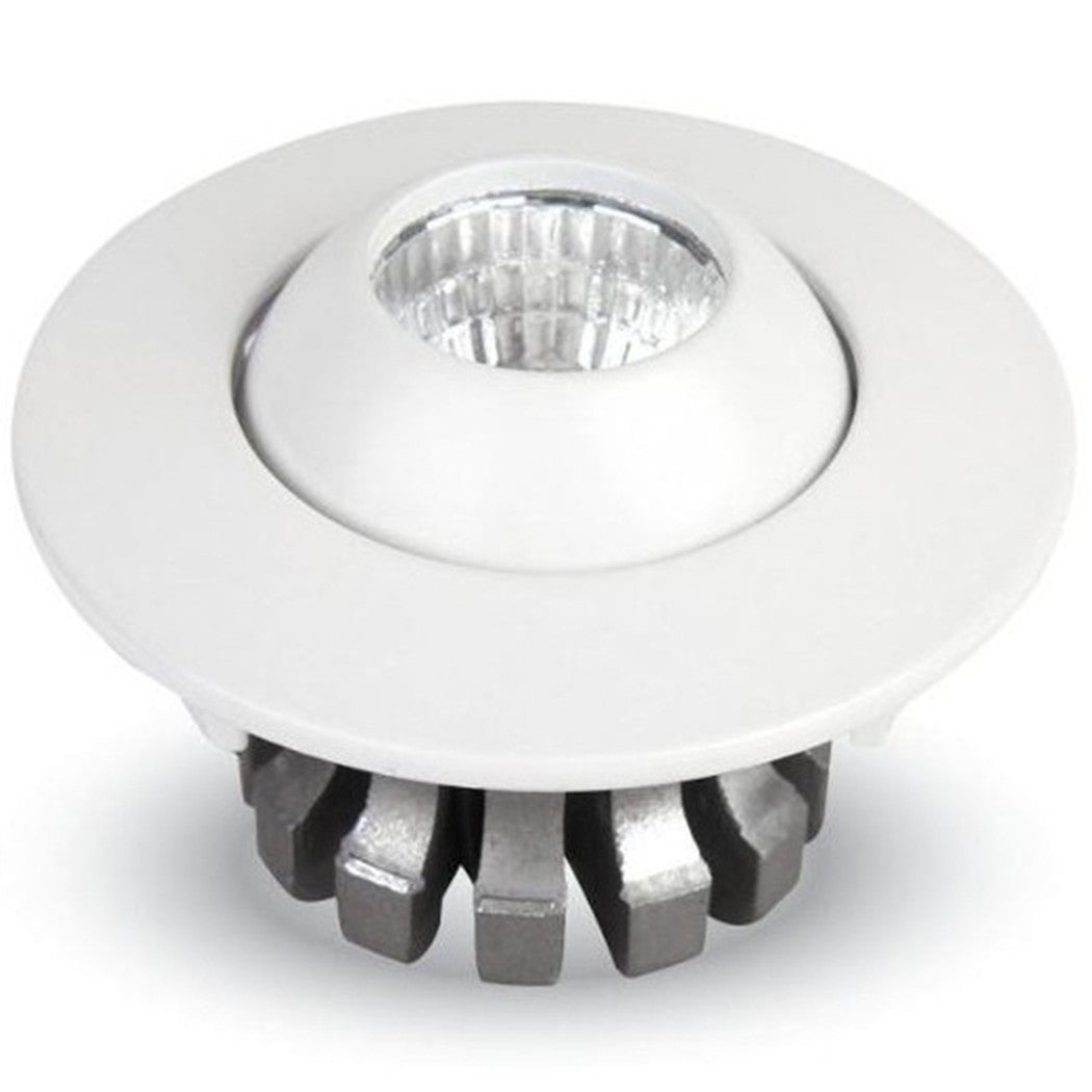 Trade Shop - Faretto 3w Orientabile Tondo Da Incasso Bianco Lucido Con Alette Per Cartongesso - -bianco Freddo      -