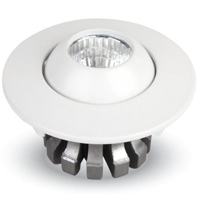 Trade Shop - Faretto 3w Orientabile Tondo Da Incasso Bianco Lucido Con Alette Per Cartongesso - -bianco Freddo      -