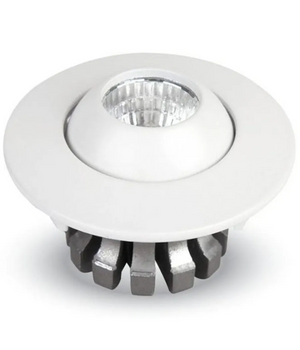 Trade Shop - Faretto 3w Orientabile Tondo Da Incasso Bianco Lucido Con Alette Per Cartongesso - -bianco Freddo      -