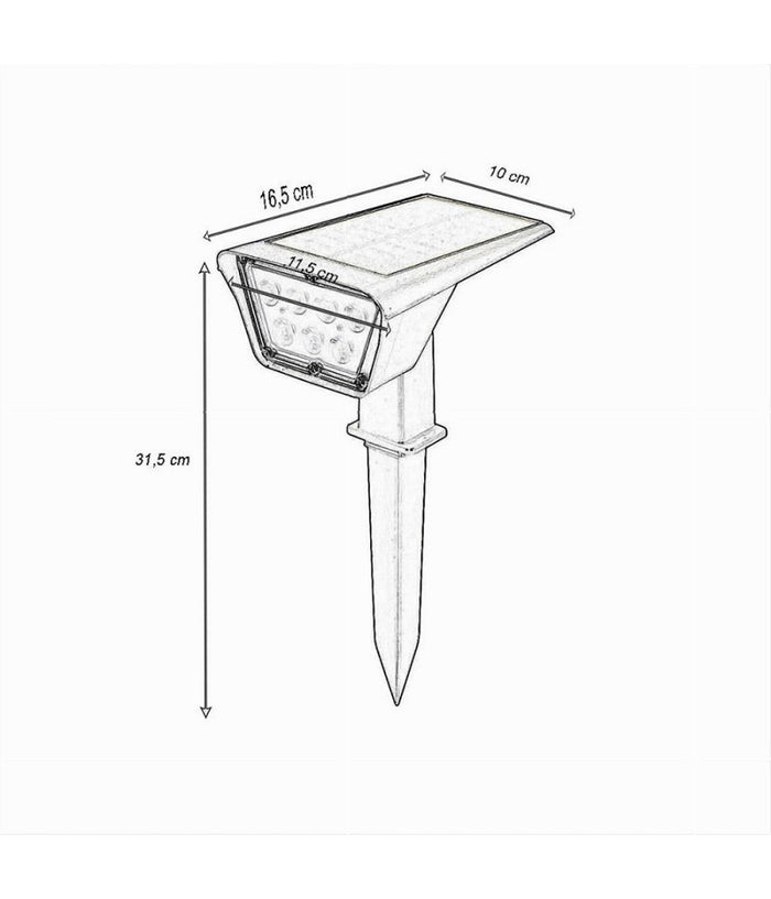 Faretto 7led Picchetto Ricaricabile Con Pannello Solare Crepuscolare Muro Yh0514         