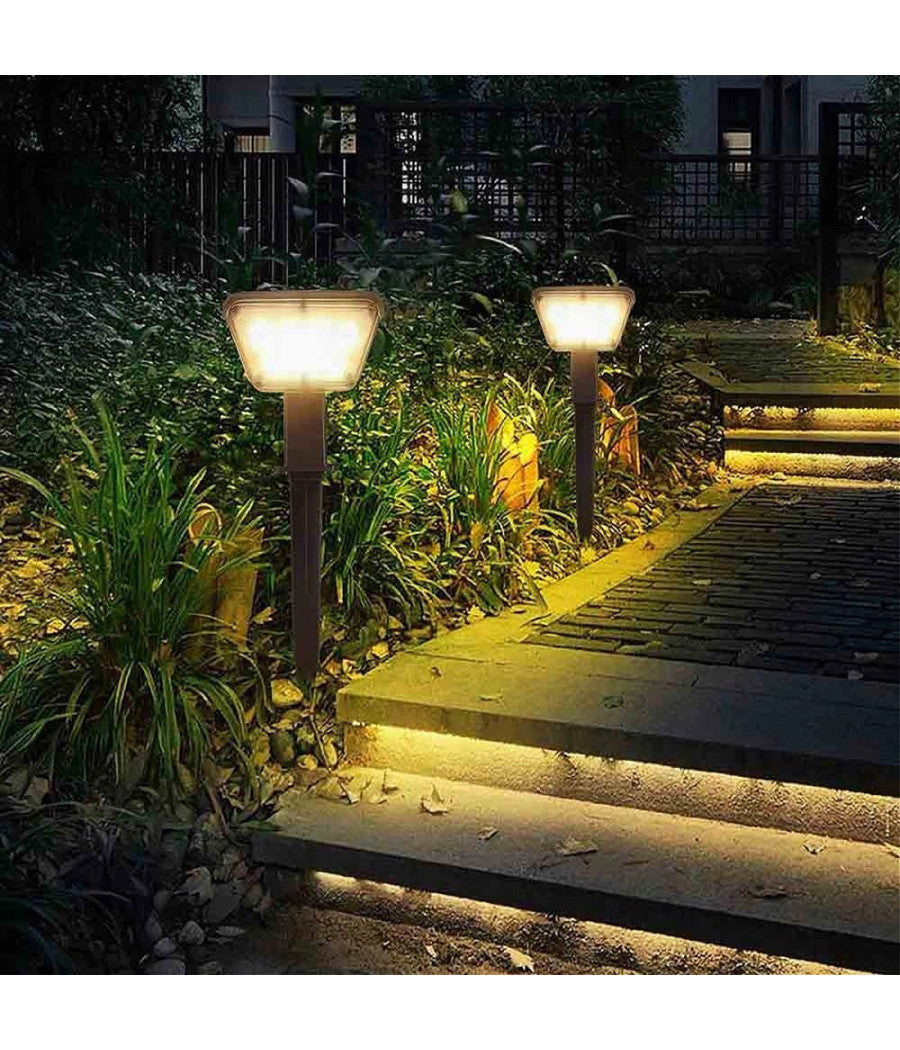 Faretto 7led Picchetto Ricaricabile Con Pannello Solare Crepuscolare Muro Yh0514         