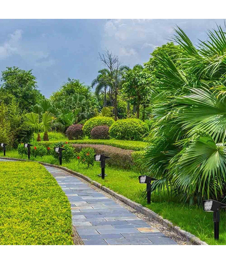 Faretto 7led Picchetto Ricaricabile Con Pannello Solare Crepuscolare Muro Yh0514         