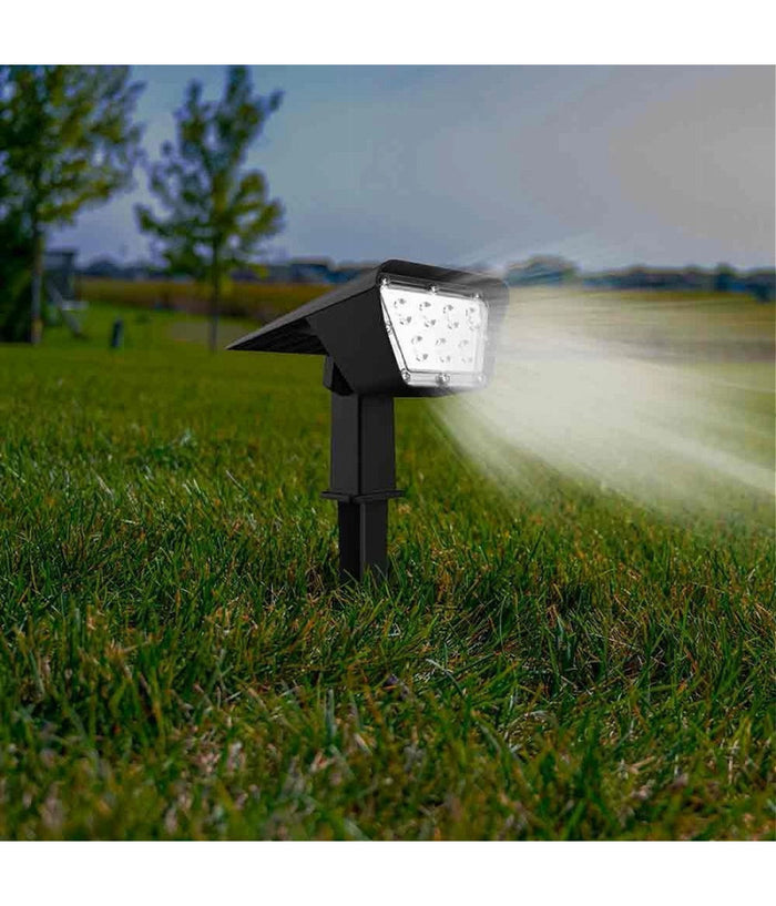 Faretto 7led Picchetto Ricaricabile Con Pannello Solare Crepuscolare Muro Yh0514         