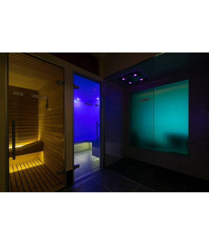 Faretto A Led Da Incasso Per Bagno Box Doccia Lampada Rgbw 10w Gu10 Cromoterapia         