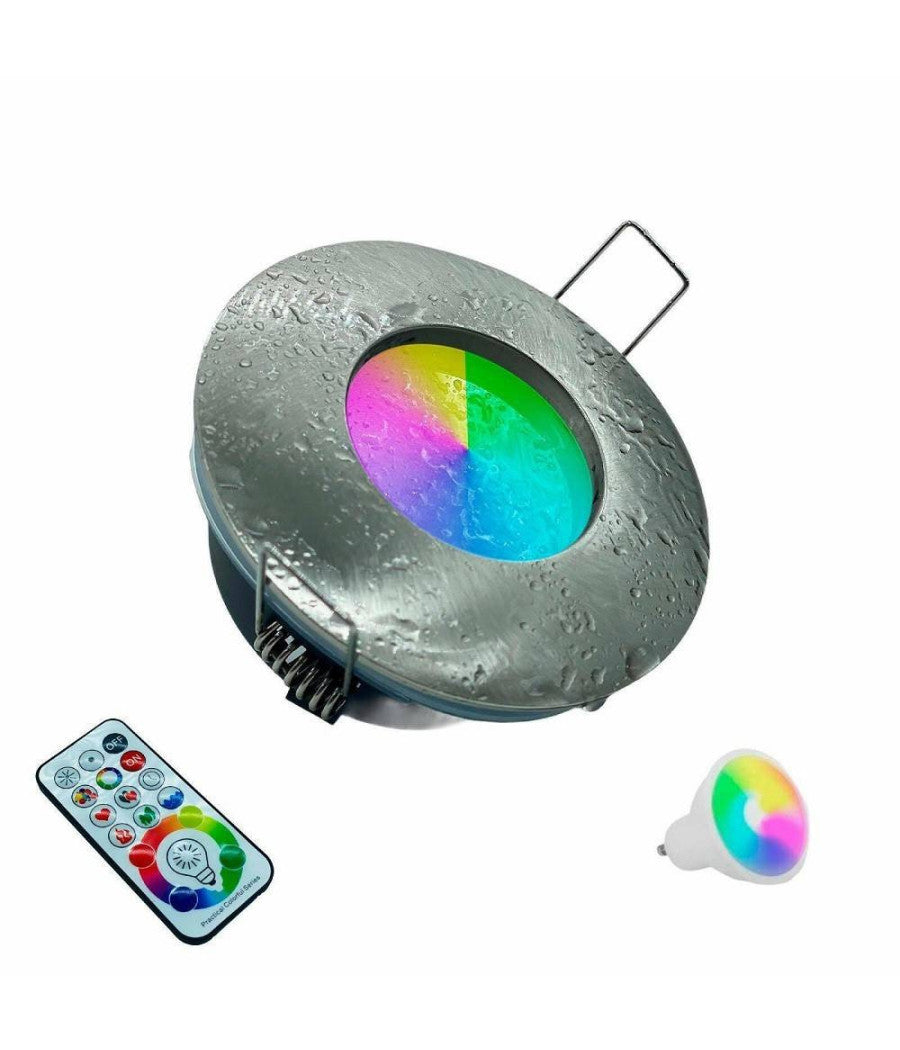 Faretto A Led Da Incasso Per Bagno Box Doccia Lampada Rgbw 10w Gu10 Cromoterapia         
