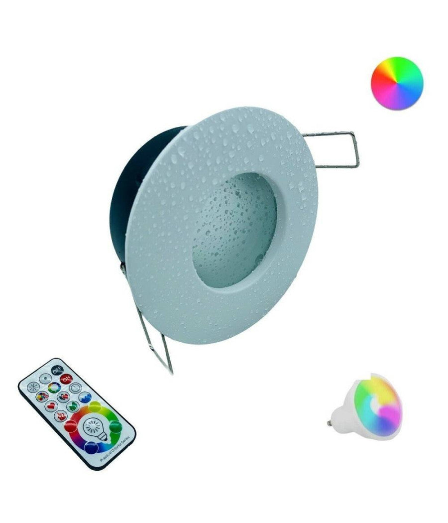 Faretto A Led Da Incasso Per Bagno Box Doccia Lampada Rgbw 10w Gu10 Cromoterapia         