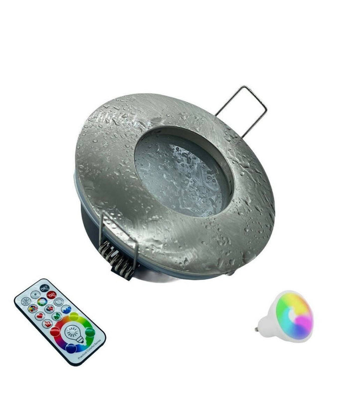 Faretto A Led Da Incasso Per Bagno Box Doccia Lampada Rgbw 10w Gu10 Cromoterapia         