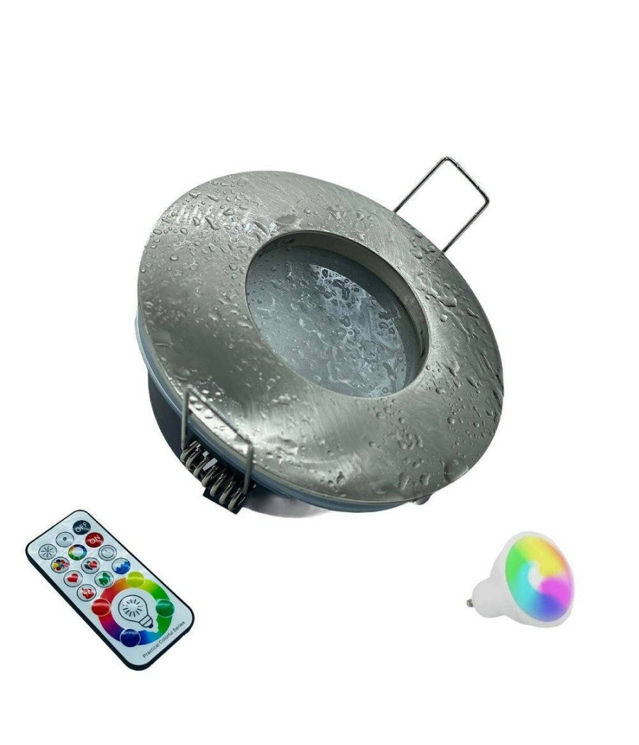 Faretto A Led Da Incasso Per Bagno Box Doccia Lampada Rgbw 10w Gu10 Cromoterapia         