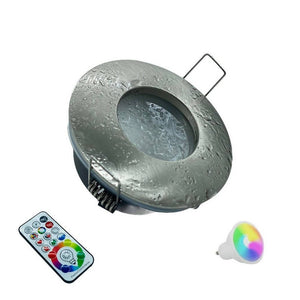 Trade Shop - Faretto A Led Da Incasso Per Bagno Box Doccia Lampada Rgbw 10w Gu10 Cromoterapia - Cromo Satinato