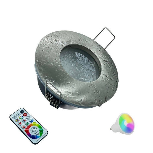 Trade Shop - Faretto A Led Da Incasso Per Bagno Box Doccia Lampada Rgbw 10w Gu10 Cromoterapia - Cromo Satinato