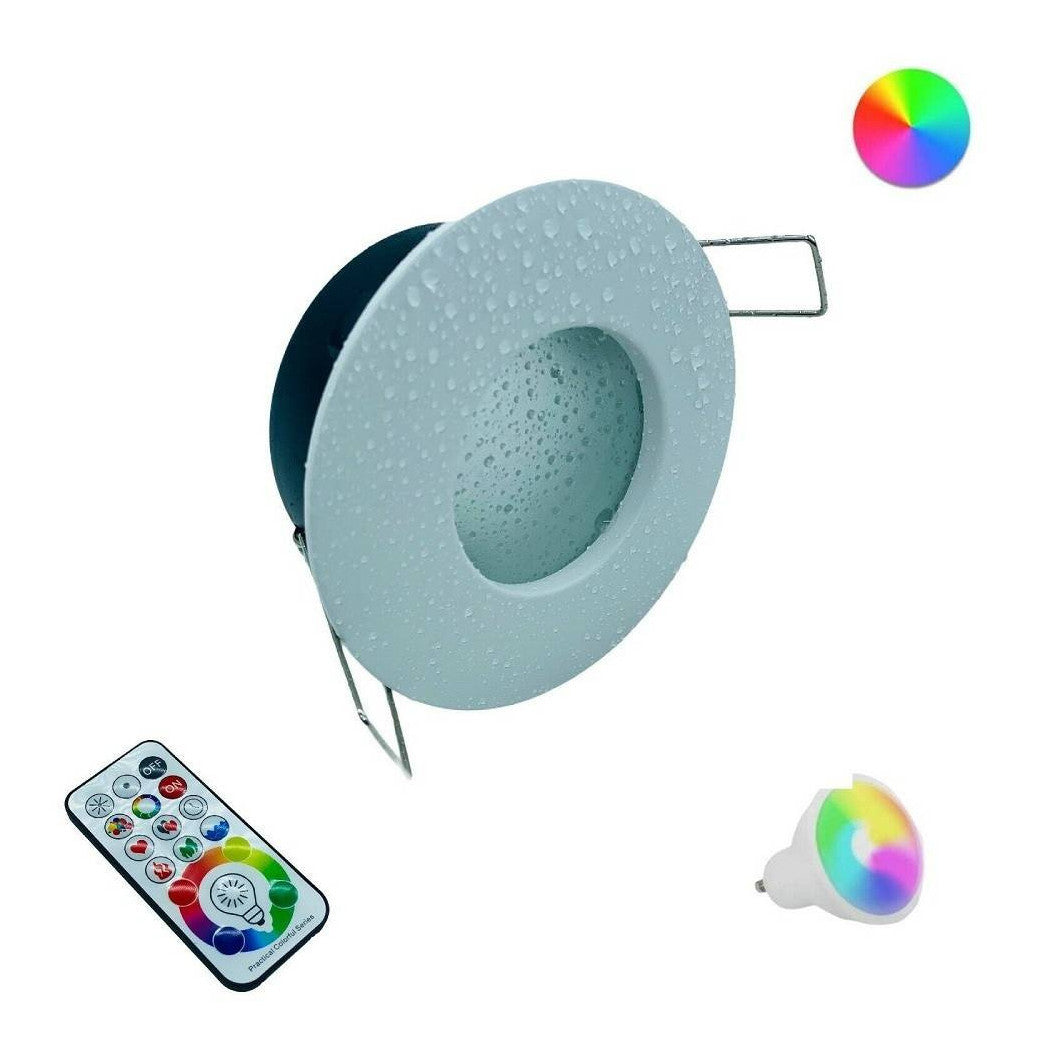 Trade Shop - Faretto A Led Da Incasso Per Bagno Box Doccia Lampada Rgbw 10w Gu10 Cromoterapia - Bianco