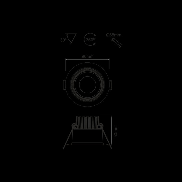 Faretto a led da incasso tondo orientabile Dimmerabile 8W IP44 4000k