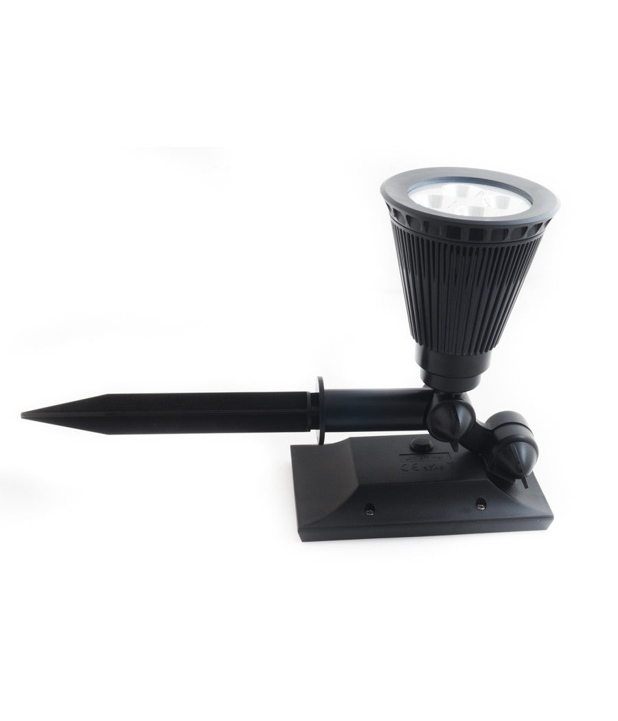 Faretto A Led Luce Bianca Con Pannello A Energia Solare Picchetto Giardino Ip65         