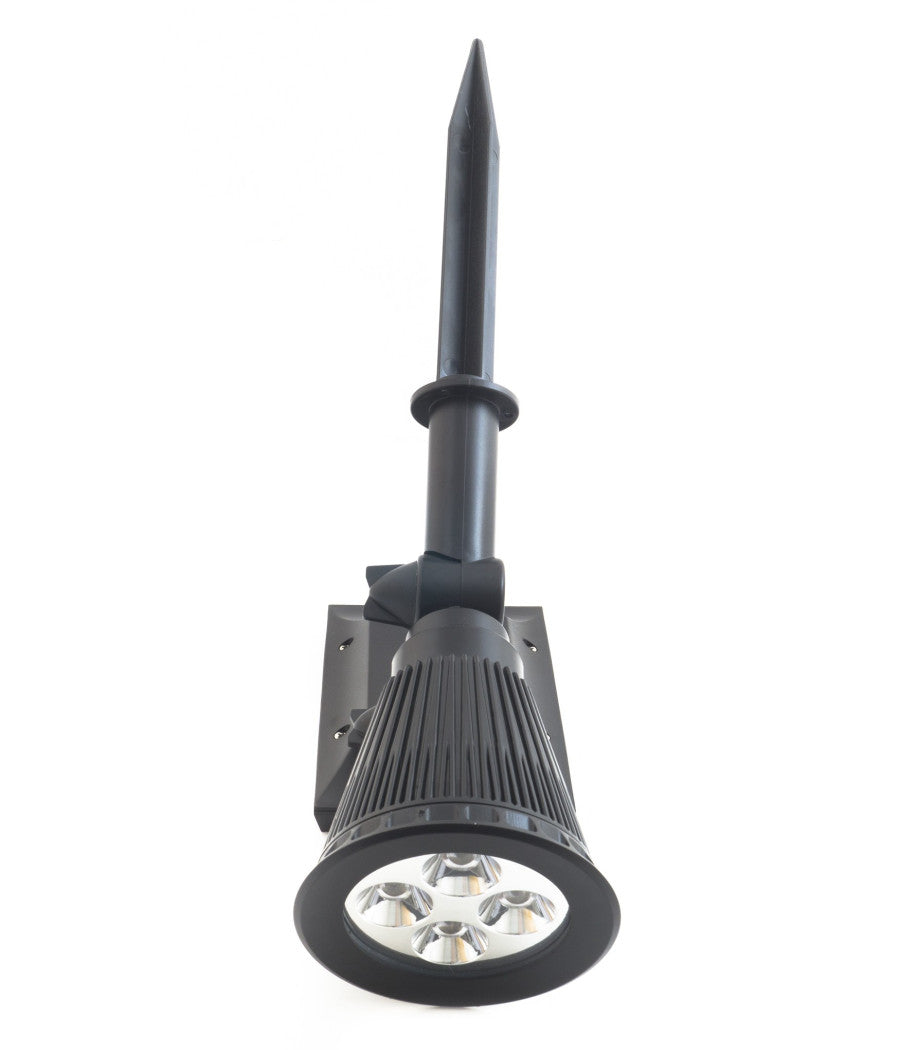 Faretto A Led Luce Bianca Con Pannello A Energia Solare Picchetto Giardino Ip65         