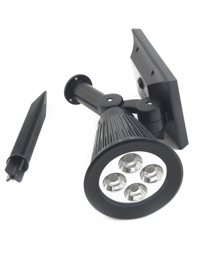 Faretto A Led Luce Bianca Con Pannello A Energia Solare Picchetto Giardino Ip65         