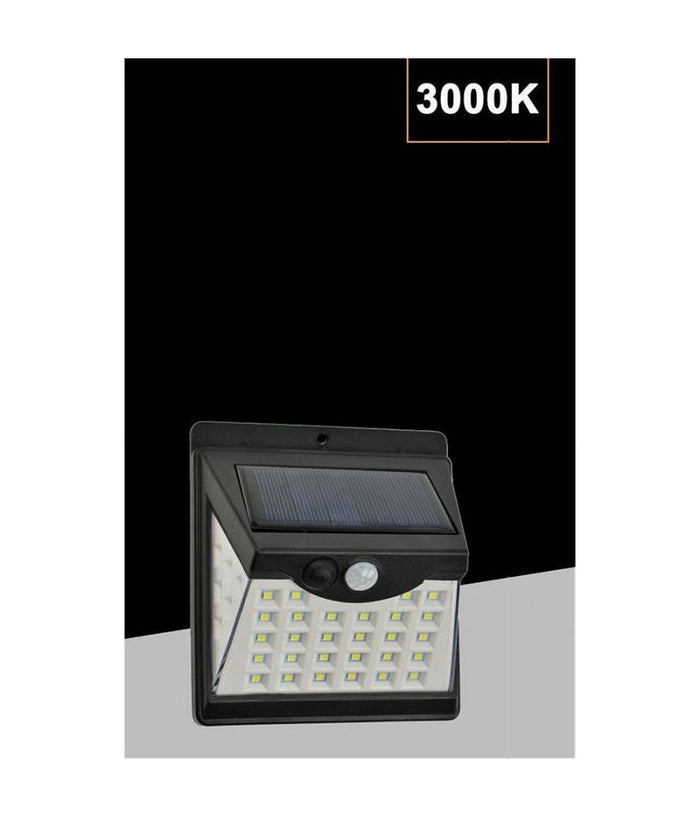 Faretto Applique Led A Parete Con Pannello Solare Luce Calda 3000k Ip65 So-a3-c         