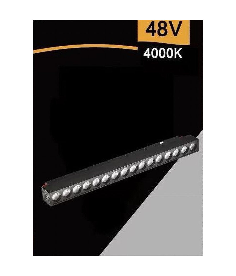 Faretto Barra Led 18w Magnetico Per Binario Monofase 48v Luce 4000k 3000k Fr-18w  -bianco Naturale      -