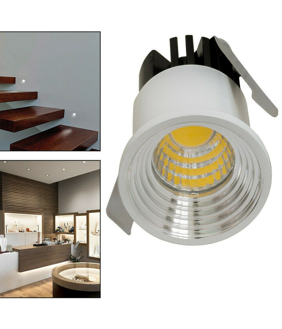 Faretto Cob Incasso 3 W Mini Punto Luce Bordo Bianco Luce Calda Fredda Naturale         