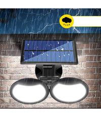 Faretto Con Pannello Solare Doppio A Parete Sensore Movimento Pir E Crepuscolare         