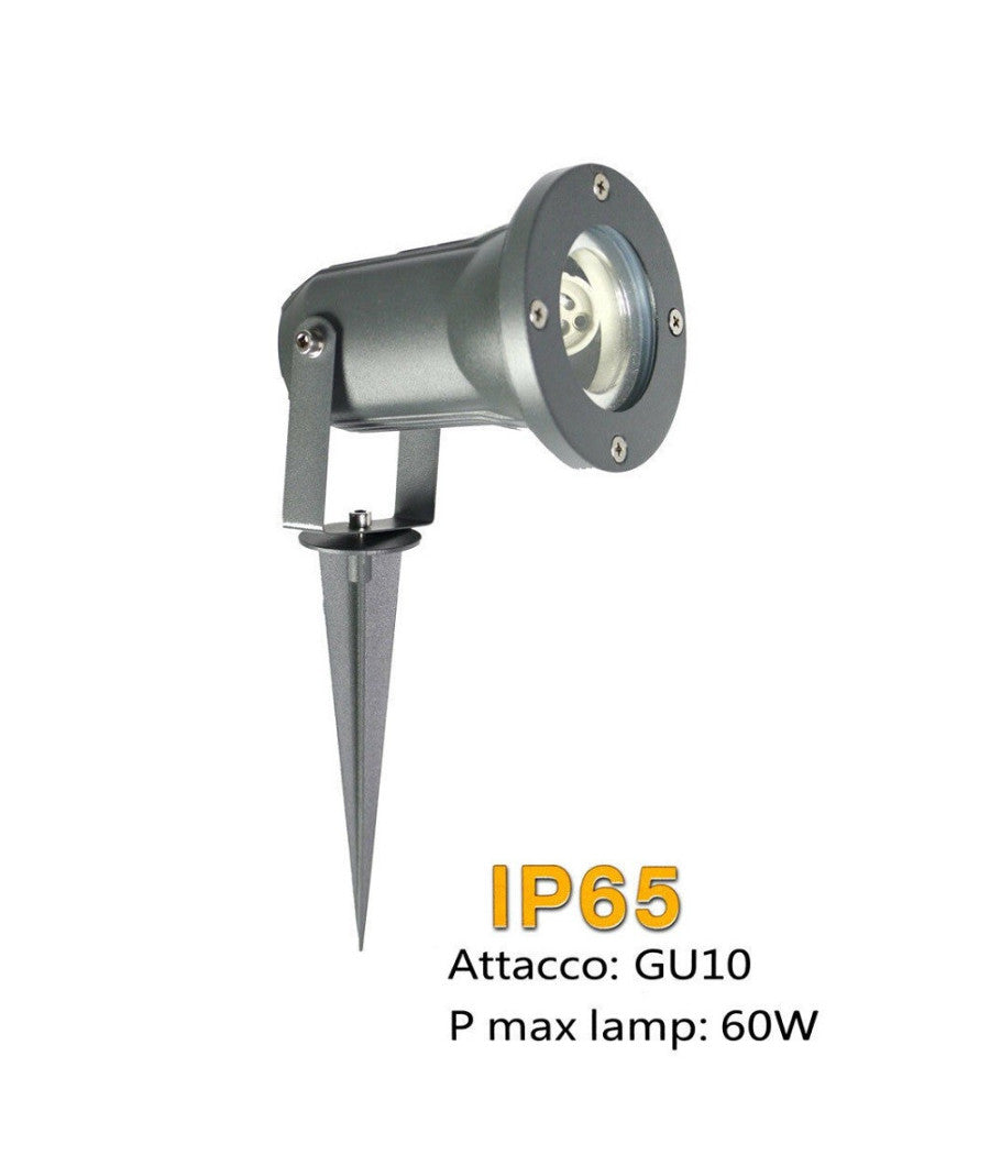 Faretto Con Picchetto Per Esterno Da Giardino Con Staffa Parete Proiettore Es12         