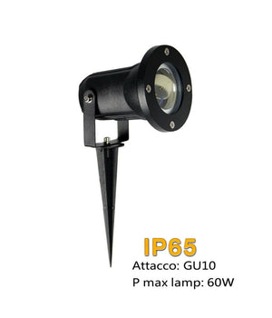 Faretto Con Picchetto Per Esterno Da Giardino Con Staffa Parete Proiettore Es12         