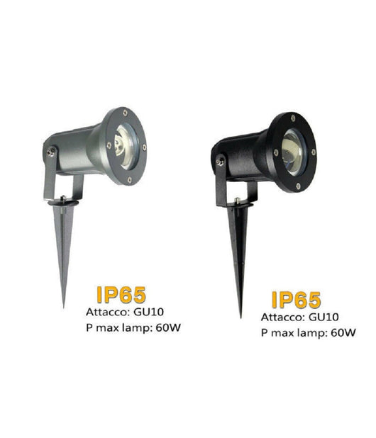 Faretto Con Picchetto Per Esterno Da Giardino Con Staffa Parete Proiettore Es12         