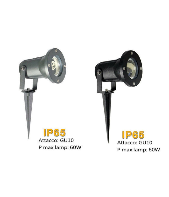 Faretto Con Picchetto Per Esterno Da Giardino Con Staffa Parete Proiettore Es12         