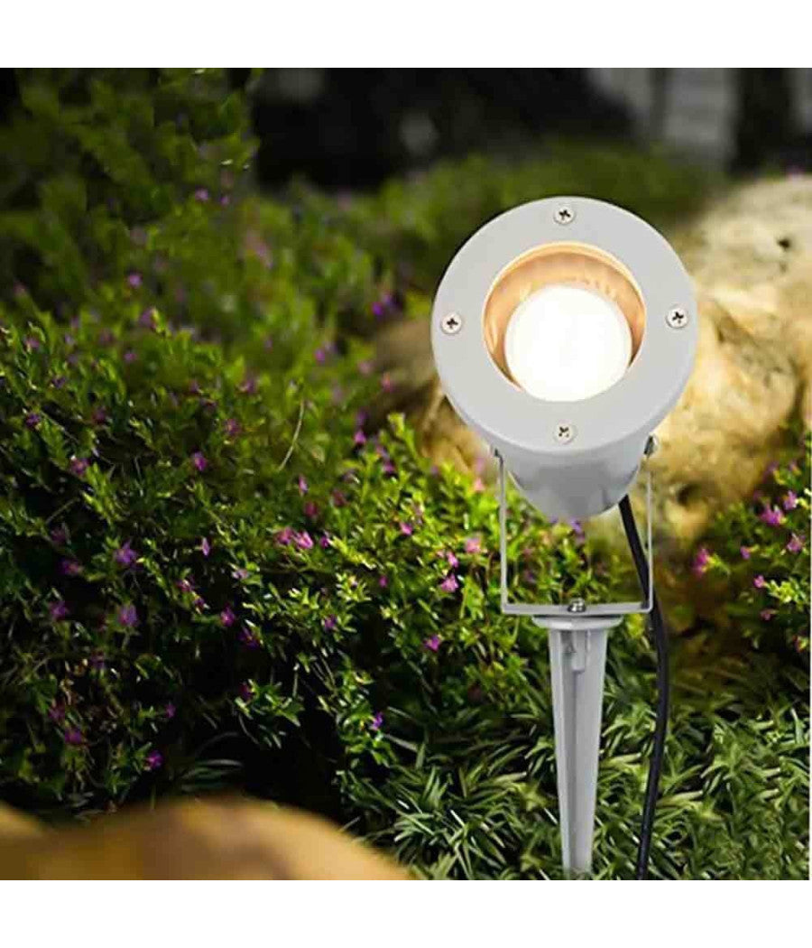 Faretto Con Picchetto Per Esterno Giardino Con Staffa Parete Proiettore Es12-b         